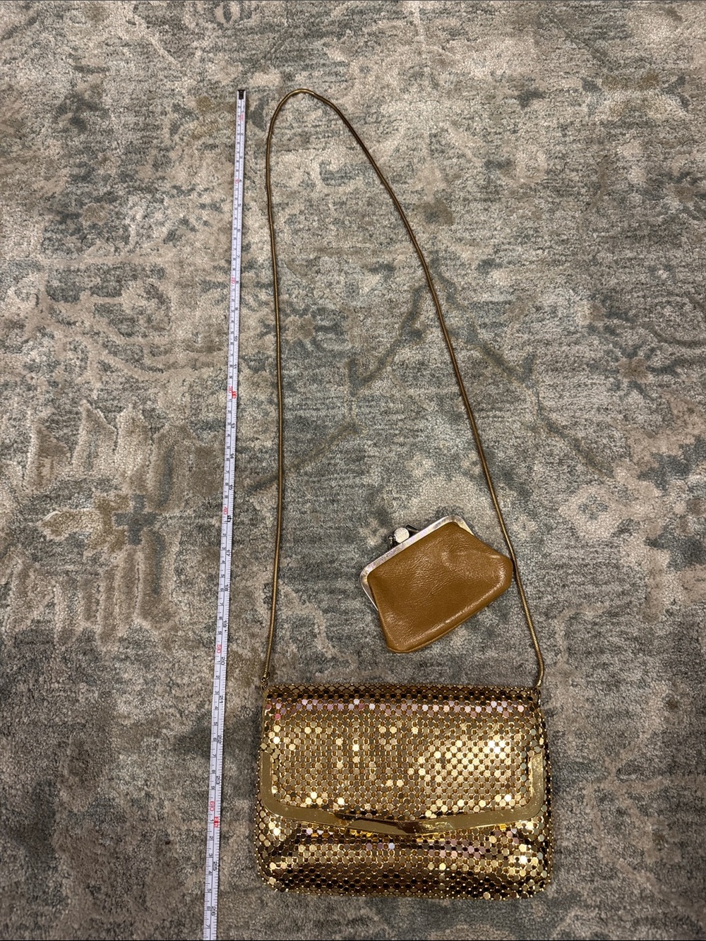 Gold Sequin Crossbody Bag with Coin Purse
